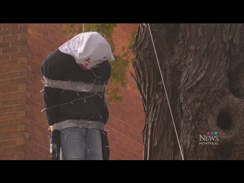 Hanged dummy sparks Halloween decoration debate in Montreal