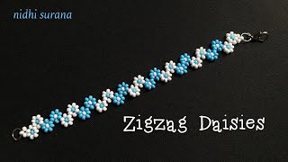 Zigzag Daisies || Seed beads || Bracelet || Necklace || Pulsera || Collar (0355)