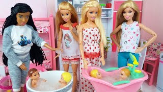 Four Barbie Dolls Four Babies - Life in a Barbie Dreamhouse