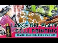 Gelli Printing on the Large Gel Plate - Mark Making with Sumi Ink on Rice Paper