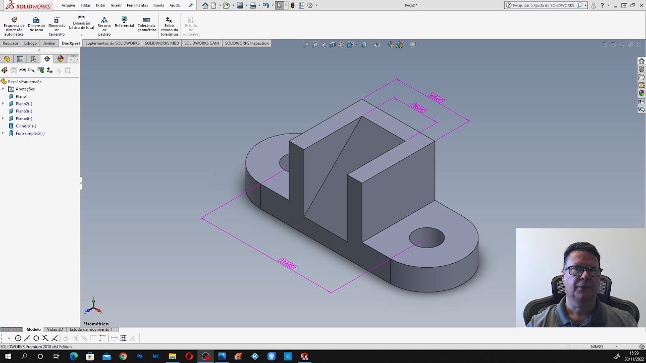 SOLIDWORKS PEÇA MECÂNICA W 002 - YouTube