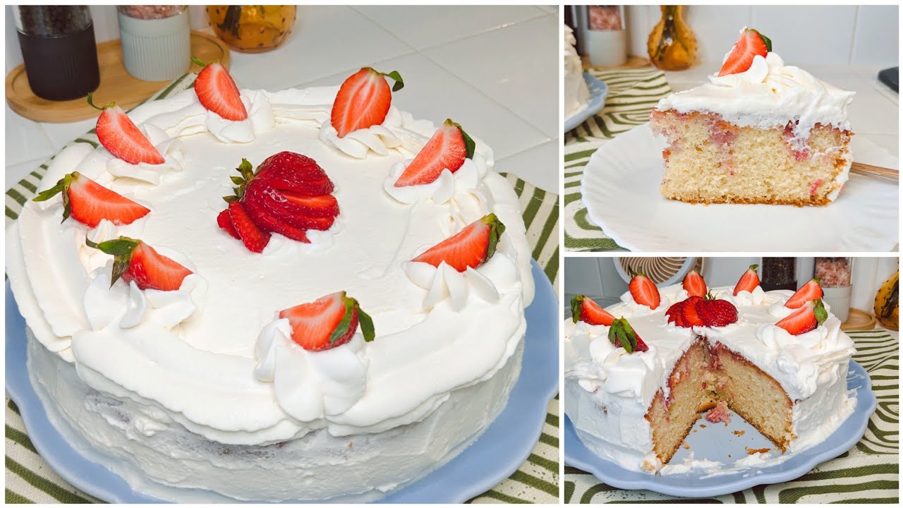 ኣዝያ ጥዕምቲን ቀላልን ኬክ😍 Delicious strawberry cake|Leyla Channel 