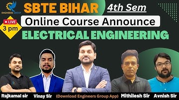 4th Sem Online Course 2023 SBTE I Course Launching even semester BIHAR I Electrical engg. COURSE