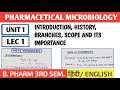 Introduction । History । Branch । Scope । Importance । Lec. 1 microbiology #spharma 