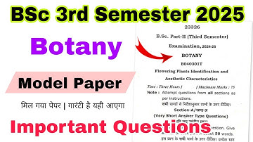 bsc 3rd semester botany model paper 2024 - 2025 | bsc 3rd semester botany important questions 2025