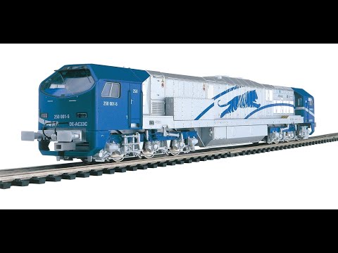 ② Schaal H0 Mehano T166 DC DE-AC33C Blue Tiger diesellocomo — Trains  miniatures