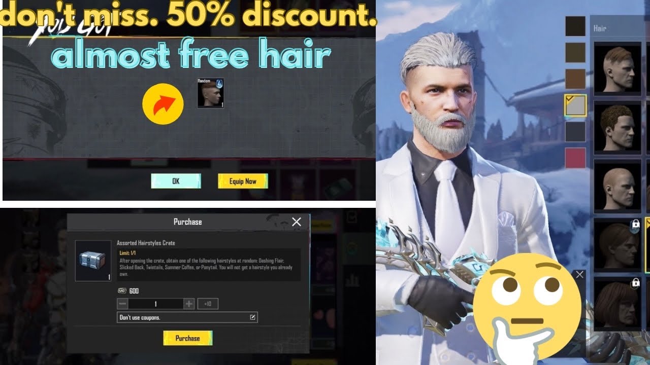 😱Assorted Hairstyles Crate || dop't miss. 50% discount. almost free hair…(PUBG MOBILE)