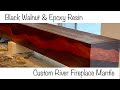 Custom Fireplace Mantel: Walnut & Epoxy Resin with Waterfall Edges