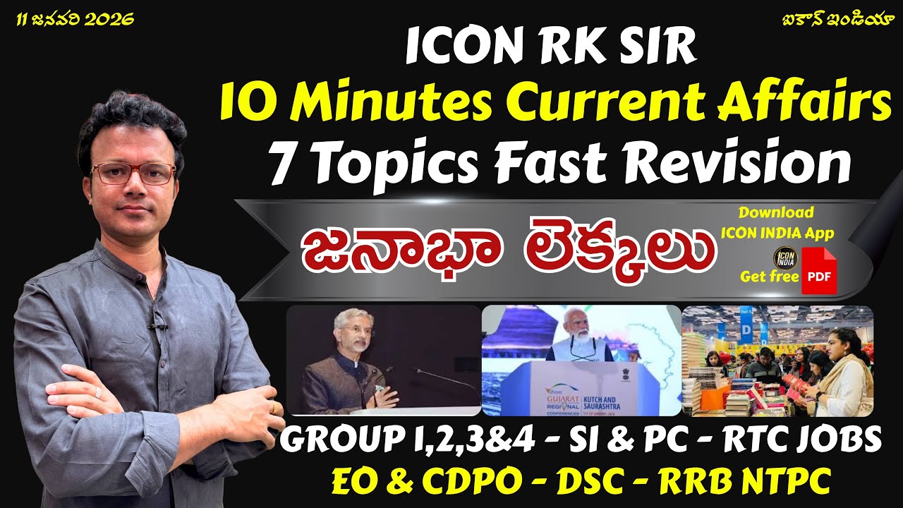 11 January 2026 Current Affairs by Icon RK Sir | Icon India Academy 