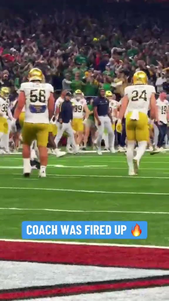 Coach was hype after Notre Dame forced and recovered the fumble ⚡
