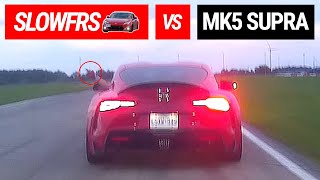 MK5 Supra chased by Stock Powered FRS/BRZ at the track