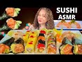 ASMR SUSHI RAW SALMON BELLY & TUNA NIGIRI| HAND ROLLS| SUSHI ROLLS| SUSHI MUKBANG| EATING SOUNDS|