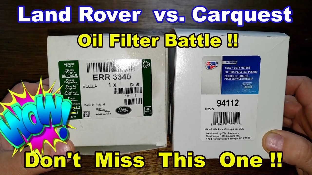 Land Rover Oil Filter ERR3340 vs. Carquest Premium Oil Filter 94112 Cut
