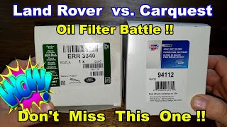 Land Rover Oil Filter ERR3340 vs. Carquest Premium Oil Filter 94112 Cut Open Comparison