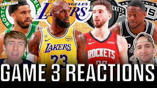 Game 3 Reactions: LeBron &amp; Lakers win in Rockets DISASTER, Spurs top Blazers, Celtics win | NerdSesh