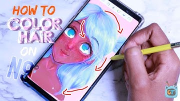How to color hair on autodesk sketchbook using the Samsung galaxy note 9 (IN-DEPTH)