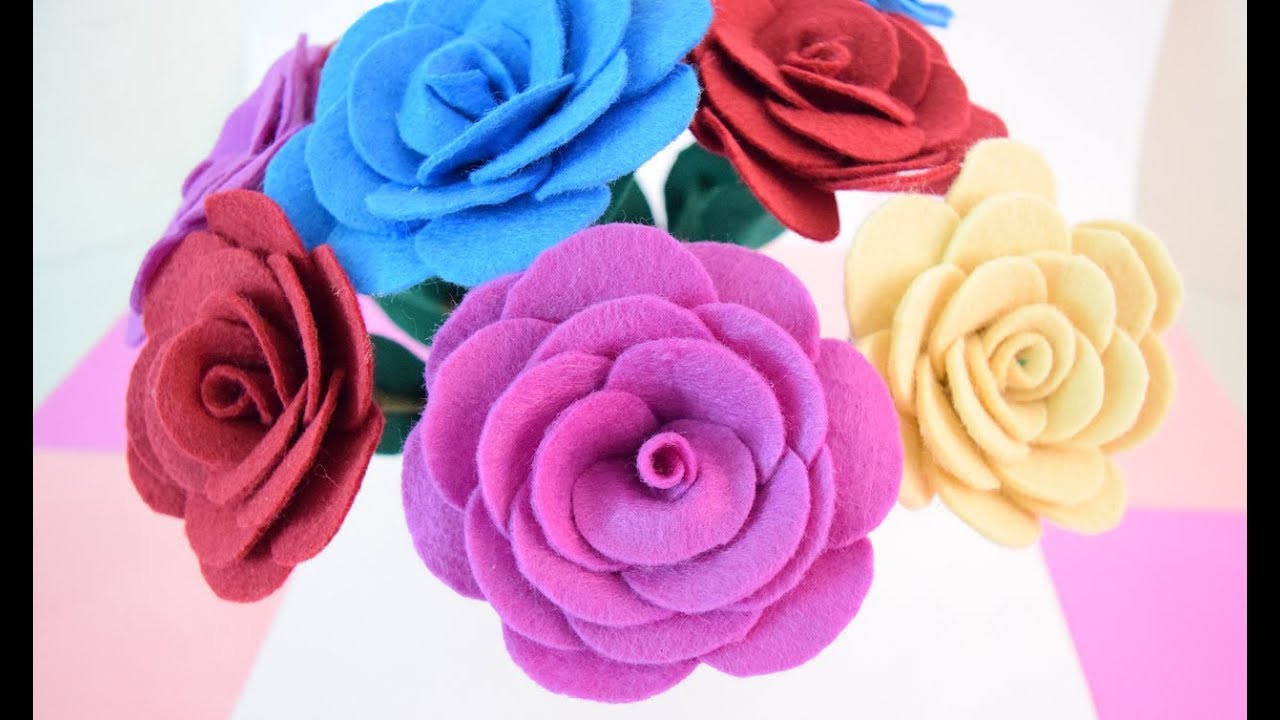 puerta unir deshonesto Como hacer rosas de fieltro // How to make felt roses / Flores de fieltro -  Loveluzlop - YouTube