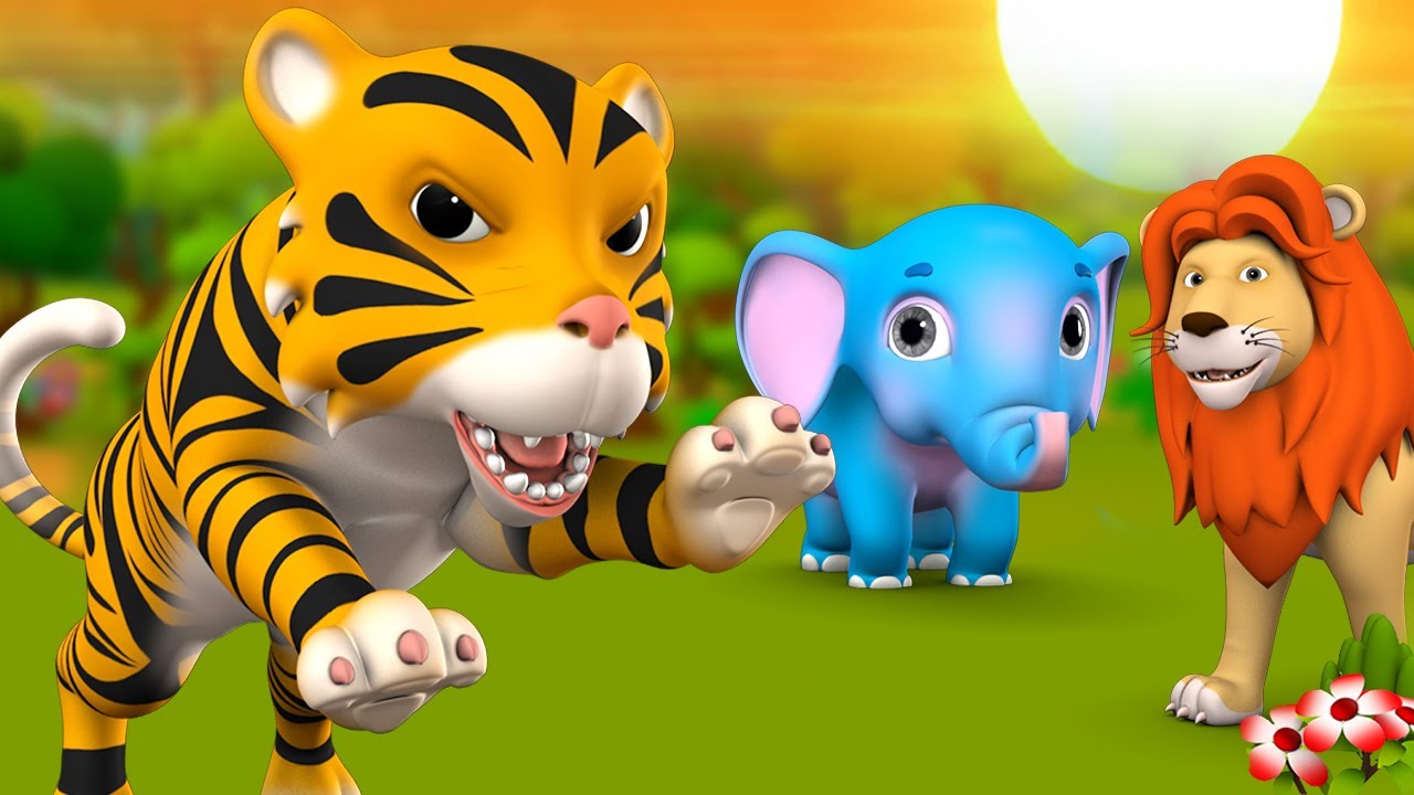 The Lion and The Tiger's Challenge - 3D Animated Hindi Kids Moral ...