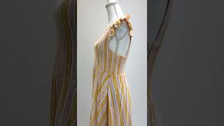 Mister Zimi, Orange/Pink Stripe Shirred Bodice Frill S/Less Full Hem Midi Dress, Size 8, $119