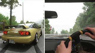 Drifting on foggy mountain road/touge - Assetto Corsa 4K - Steering Wheel Gameplay