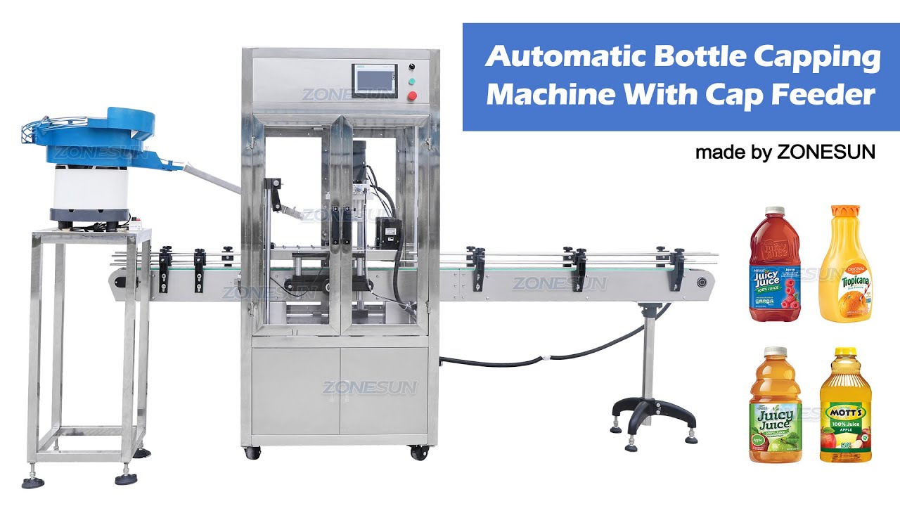 How To Use ZS-XG440DV Automatic Bottle Capping Machine With Cap Feeder ...