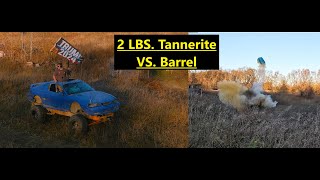 100 Foot Barrel Explosion #redneck #explosion #mustang #ford #4x4 #bigbock #crazy #insane #sendit