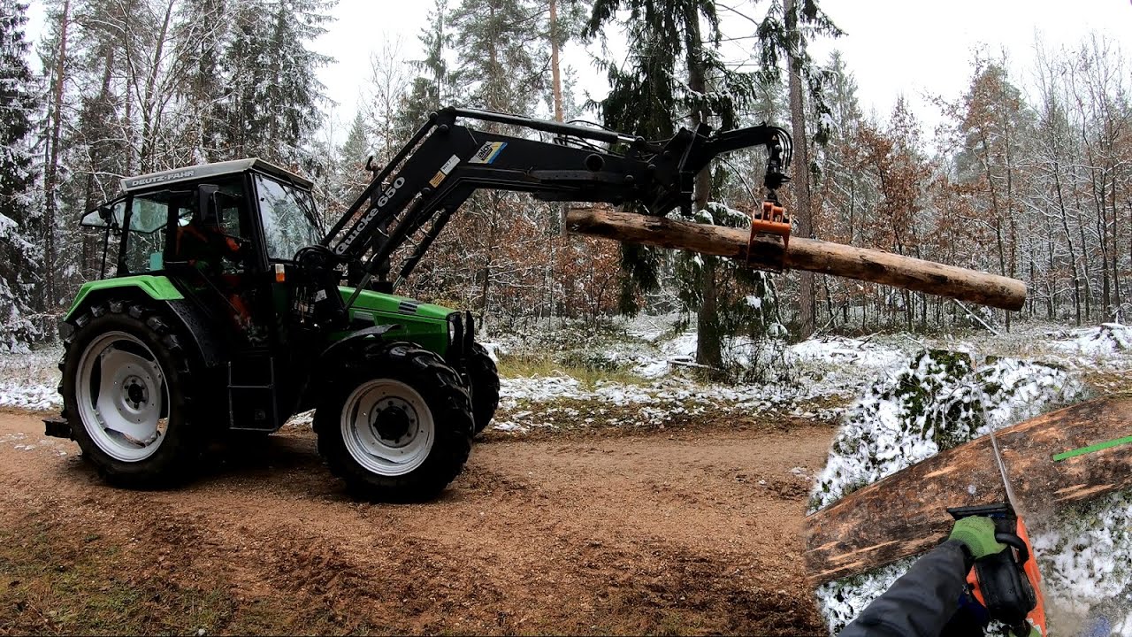 Holzarbeiten am Grünberg //Deutz AgroXtra 4.07 mit hydraulischer Zange//