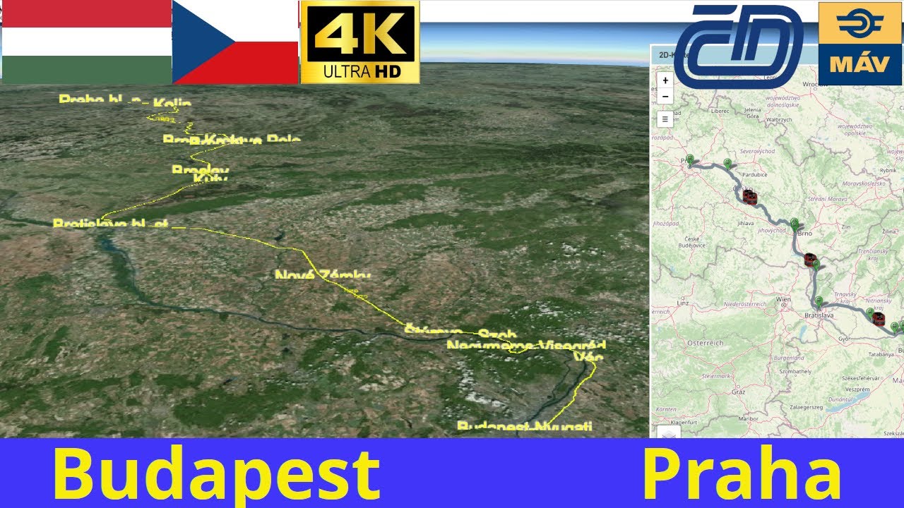 Simulate EuroCity (MÁV) journey from Budapest to Praha with real maps ...