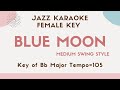 Blue moon - The female key - Swing Jazz Sing along instrumental KARAOKE BGM with lyrics