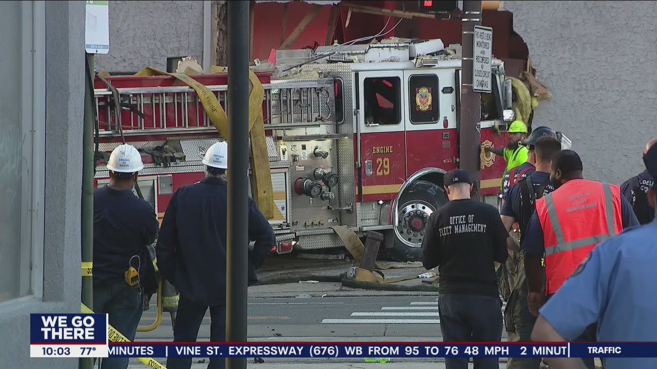 4 firefighters, civilian injured after fire truck crashes into building ...