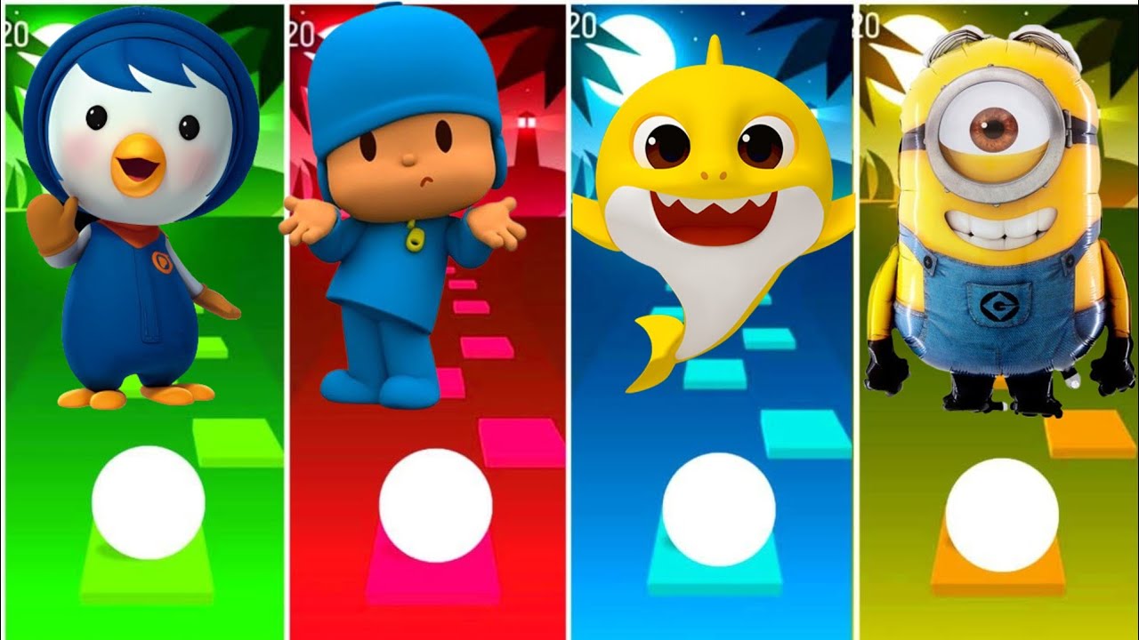 Poror vs Pocoyo vs Baby shark vs minions Tilse hop Edm rush game. 
