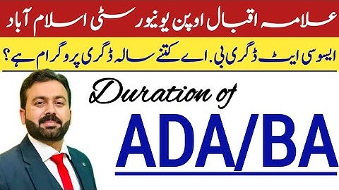 ADA/BA Duration | Associate Degree in Arts | AIOU