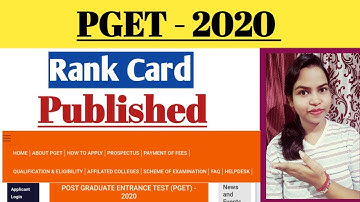 PGET 2020 Rank Card Has Been Published Today.