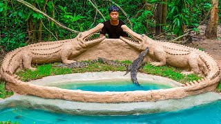 Build the Most Amazing Crocodile Swimming Pool And Build Fish Pond