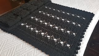 كروشية شال مستطيل نسائي سهل شيك سريع /سكارف بطانية بيبي لأي مقاس للمبتدئين   crochet rectangle shawl