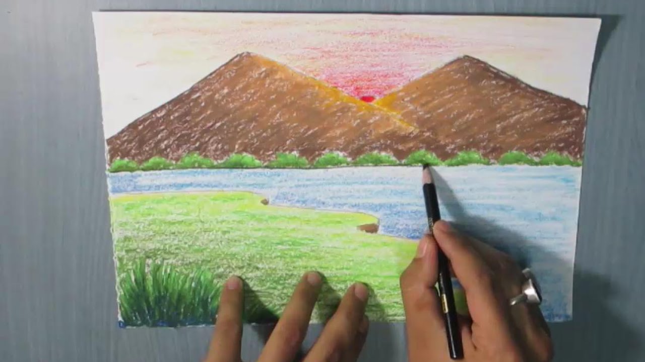 mountain drawing color