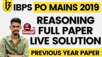 IBPS PO MAINS 2019 PREVIOUS YEAR PAPER MEMORY BASED PAPER | REASONING FULL PAPER | YASHRAJ SIR