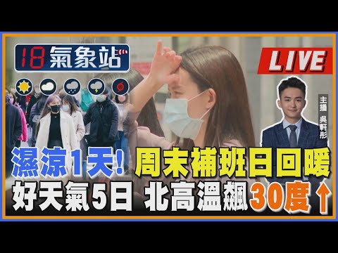 【TVBS18氣象站】濕涼1天! 周末補班日回暖 好天氣5日 北高溫飆30度↑｜主播吳軒彤 說氣象LIVE