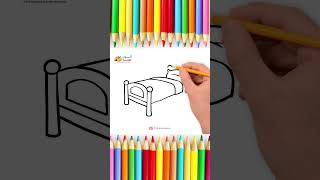 رسم سرير بطريقة بسيطة بطريقة كرتونية | how to draw cartoon bed | #shorts | drawing step by step