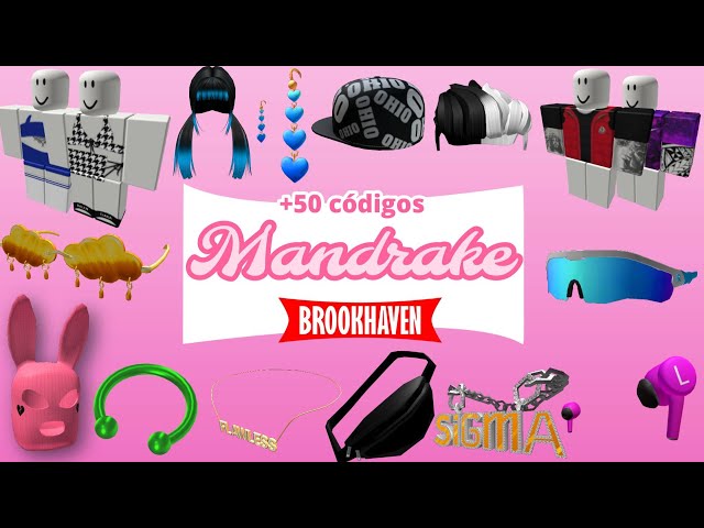 CÓDIGOS DE ROUPAS, ACESSÓRIOS E CABELOS MANDRAKE BROOKHAVEN ROBLOX #3  #brookhaven 