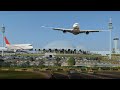 Flight landing on sharjah international airport outside view