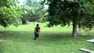 Ninja Roll into a Front Flip off a Bench!