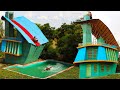 Technique Build Modern House & Unique Water Slide On The Roof To Swimming Pool By Ancient Skills
