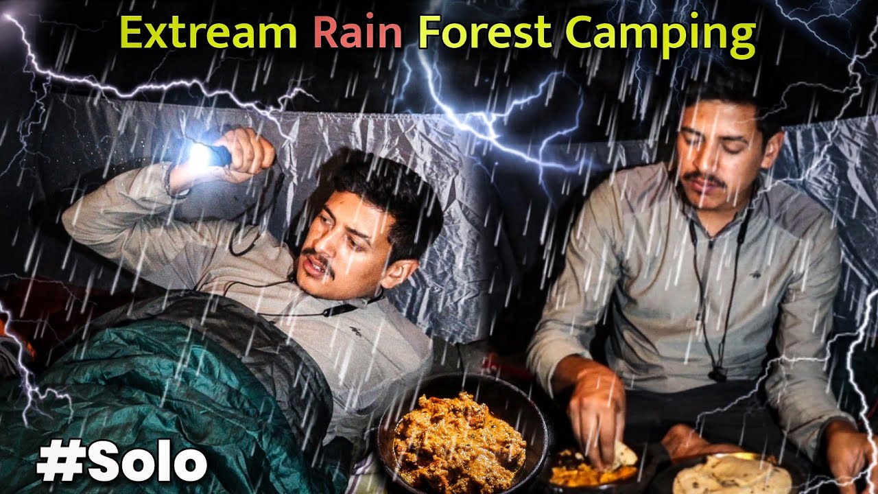 Solo Heavy Rain Camping In Forest | Camping In The Rain | Unknown ...