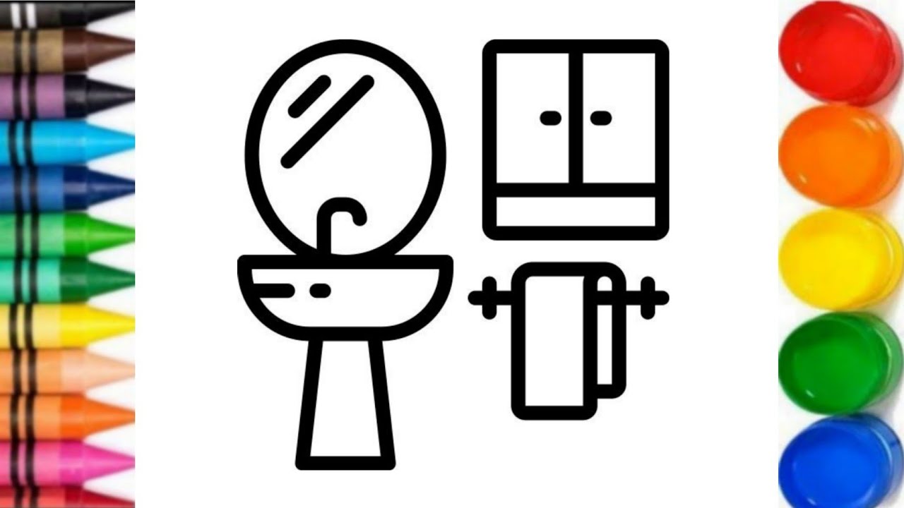 Cute Bathroom Drawing, Painting and coloring for kids |toddler|