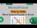 How to Create a Word Search Puzzle in Excel Step By 