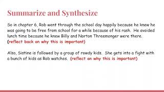 Reading Lesson 3: Retell and Synthesize