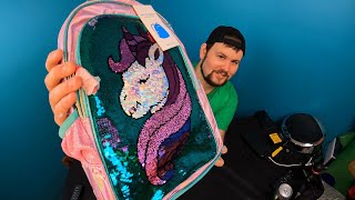 Unboxing: Girls Unicorn Reversible Sequin Backpack Set Magic Glitter Lightweight School Bookbag