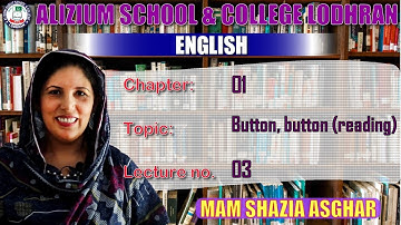 Button Button Translation | Chapter 1 | 1st year English | Lecture3 |Mam Shazia Asghar