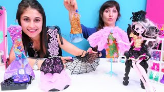 Kız oyunları! Ayşe ve Ümit ile Monster High Draculaura'ya parti için uygun elbise seçelim!